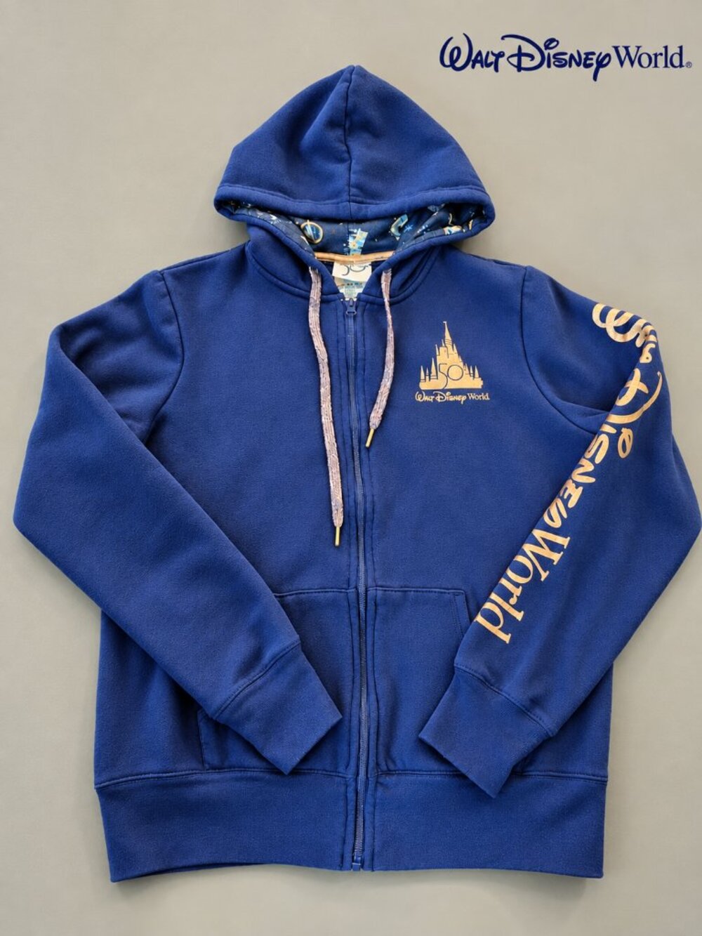 Walt Disney World 50th Anniversary Blue Full Zip Hoodie Size M